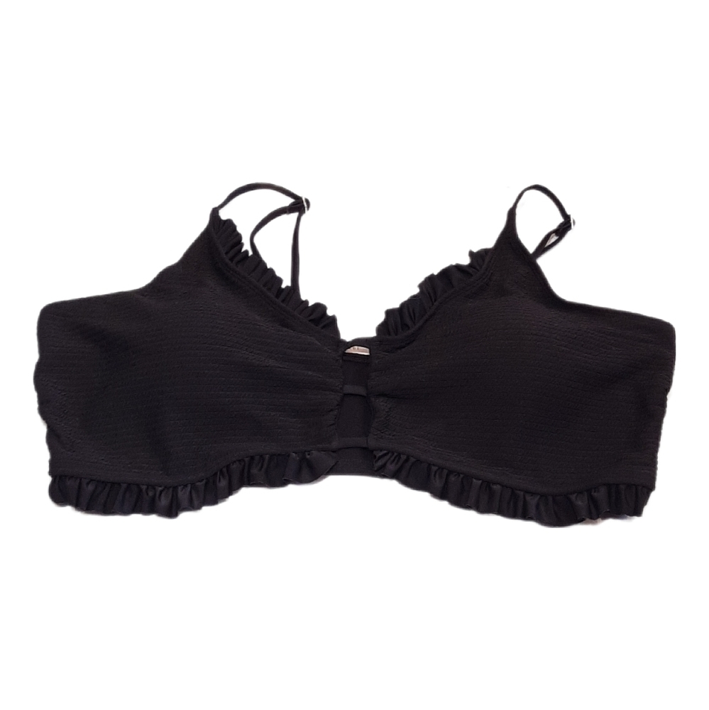 Ruffled Caged Bikini Top Swim Suit Bra Ribbed Textured Padded Adjustable
